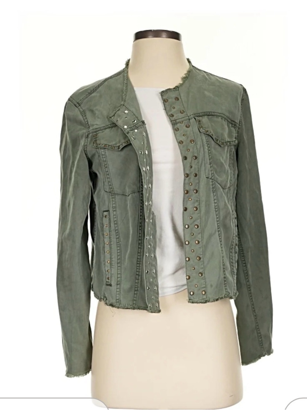 Young Fabulous & Broke Olive Green Stud-Trim Jean Jacket